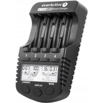 Ładowarka do akumulatorków Ni-MH EVERACTIVE AA/AAA NC-1000 Plus 4 kanały Ładowarka do akumulatorków Ni-MH EVERACTIVE AA/AAA NC-1000 Plus 4 kanały