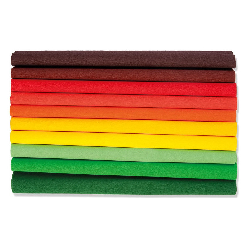 Bibuła marszczona 25 x200cm - JESIEN MIX 10 kolorów, 10 rolek, HA 3640 2521 Happy Color