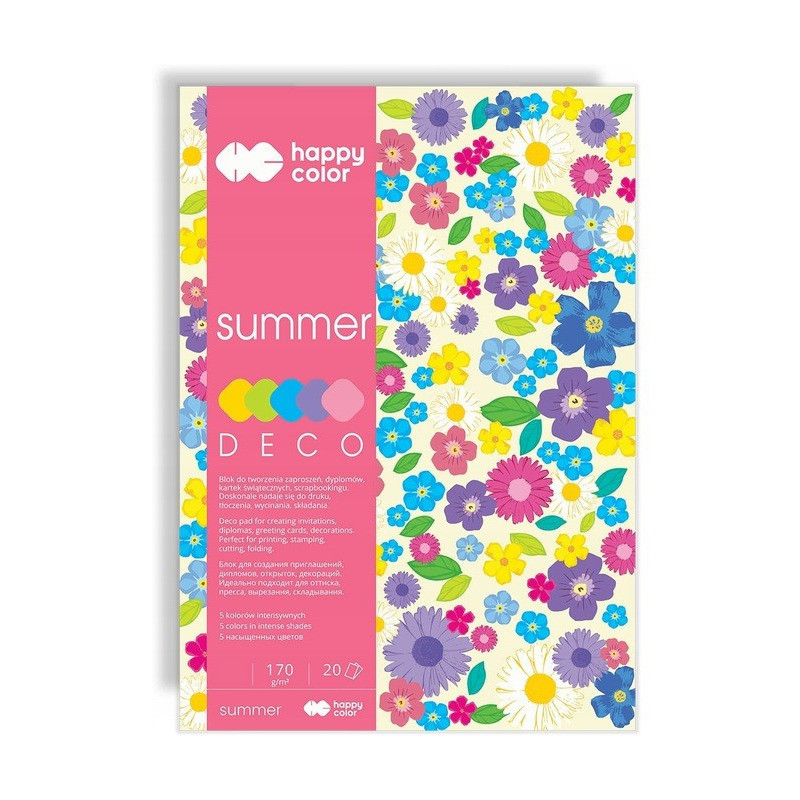 Blok DECO SUMMER A5 20k 170g 5 kolorów HA3817 1520-120 HAPPY COLOR