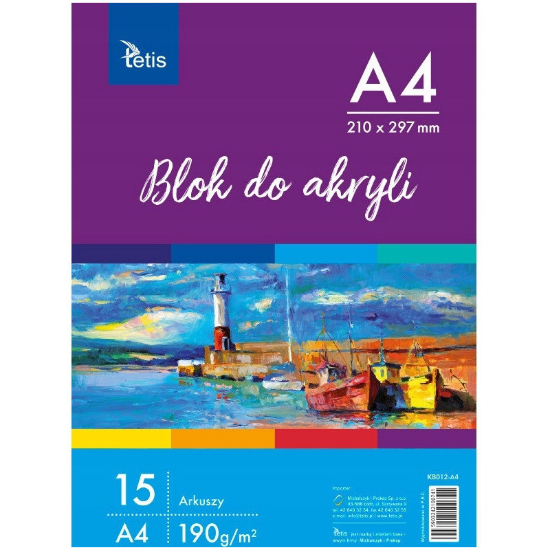 Blok do akryli A4 15k 190g KB012-A4 TETIS