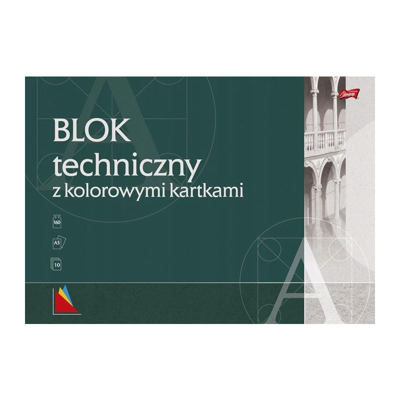 Blok techniczny szkolny A3 kolorowy 10 kartek 160g UNIPAP