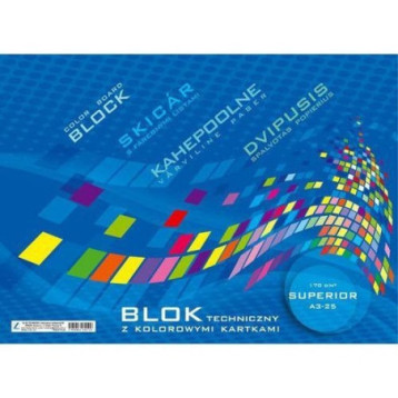 Blok techniczny A4 10k kolorowe kartki KRESKA Blok techniczny A4 10k kolorowe kartki KRESKA