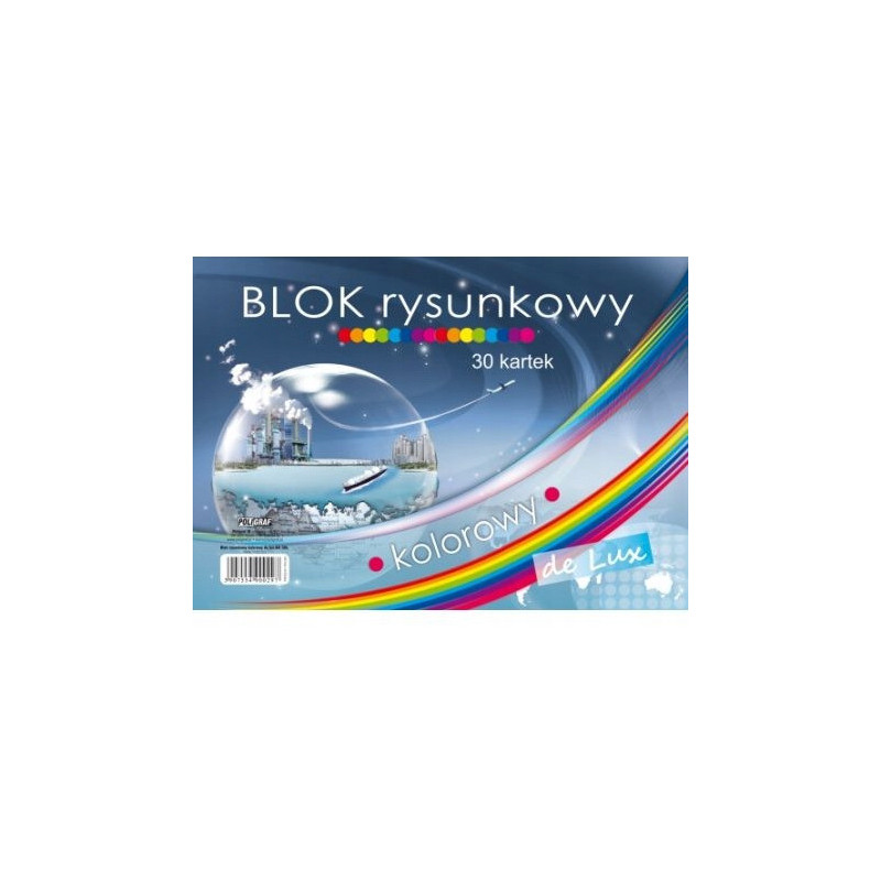Blok rysunkowy A4 30k kolorowy De Lux POLIGRAF