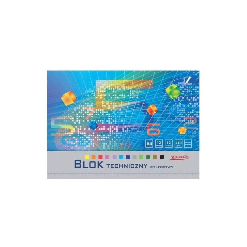 Blok techniczny kolorowy A4 12k 210g Vincent KRESKA