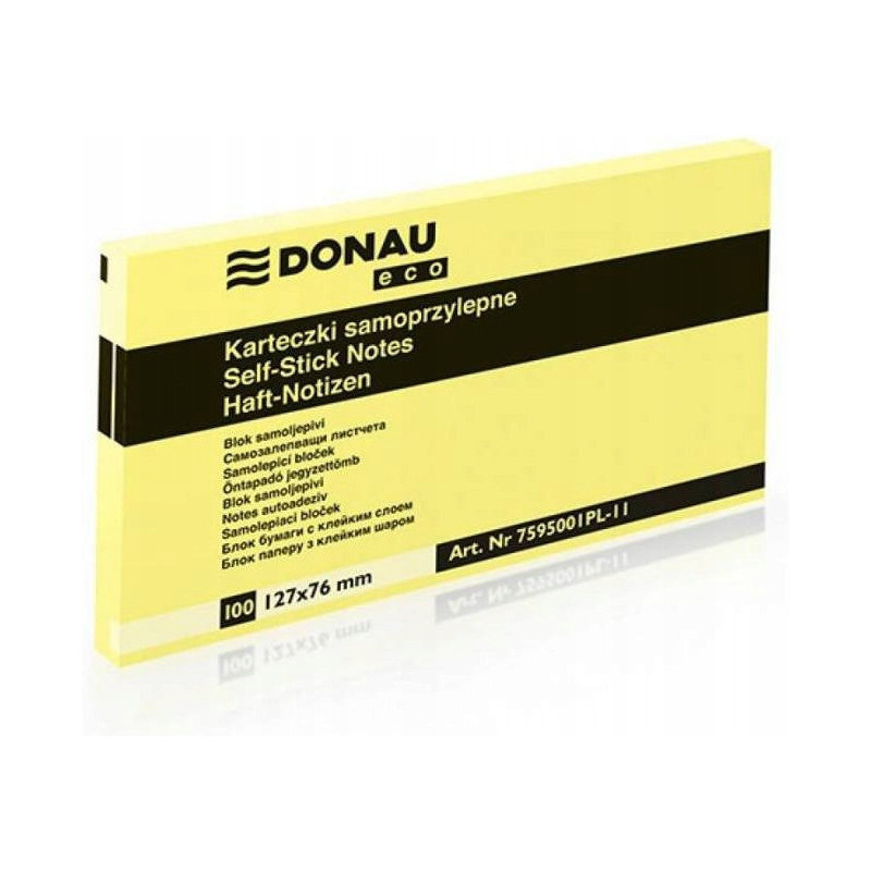 Bloczek samoprzylepny 127x76mm 100k żółty DONAU ECO 7595001PL-11