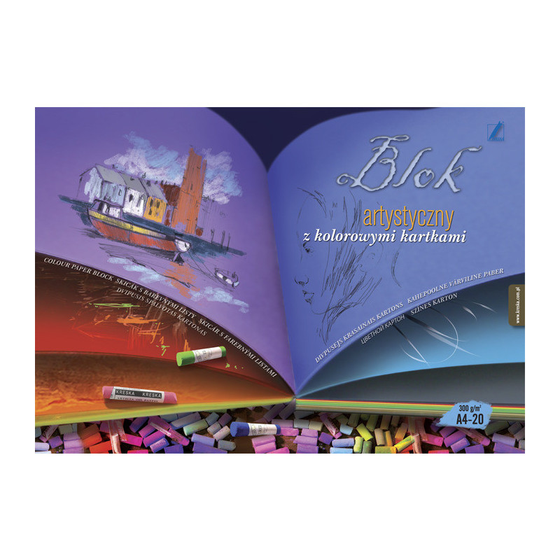 Blok techniczny kolorowy A4 20k 300g KRESKA