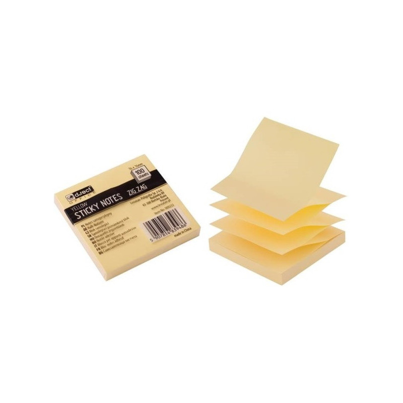 Notes samoprzylepny 75x75mm żółty ZIG-ZAG 009233 D.RECT