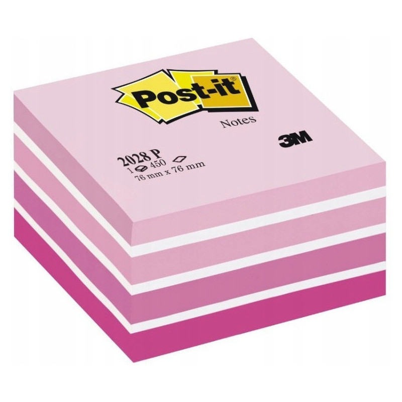 Bloczek samoprzylepny 76x76mm 450k różowy POST-IT 2028-P UU009542984 3M