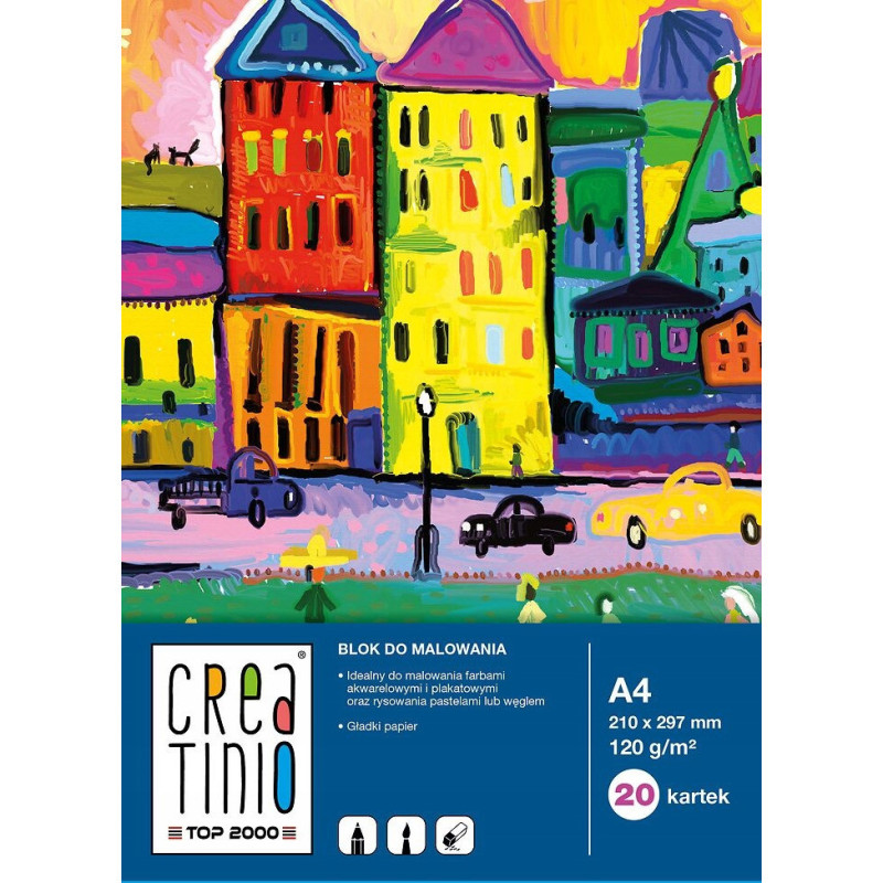 Blok do malowania A4 20 kartek rysunkowy 120g biały 400079858 CREATINIO