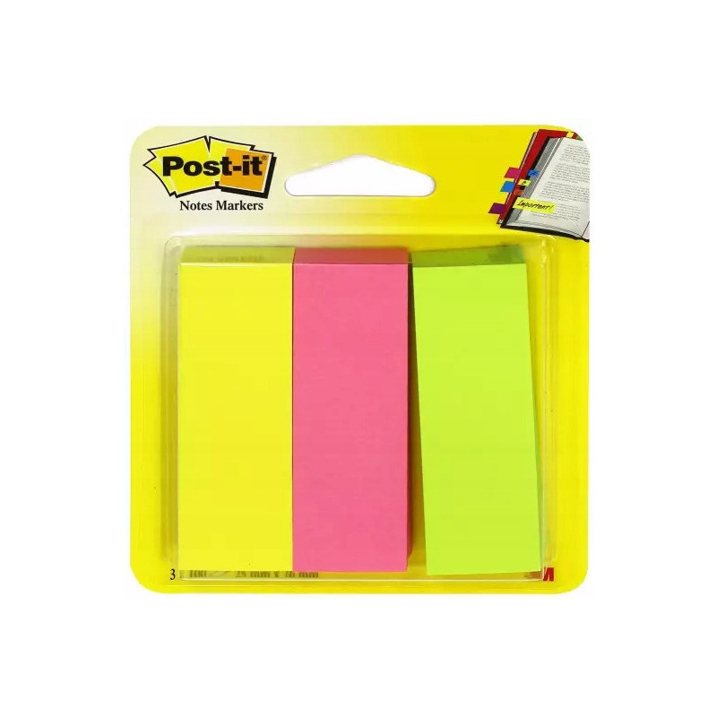 Znaczniki samoprzylepne POST-IT 26x76mm 671/3 neonowe 3x100 3M