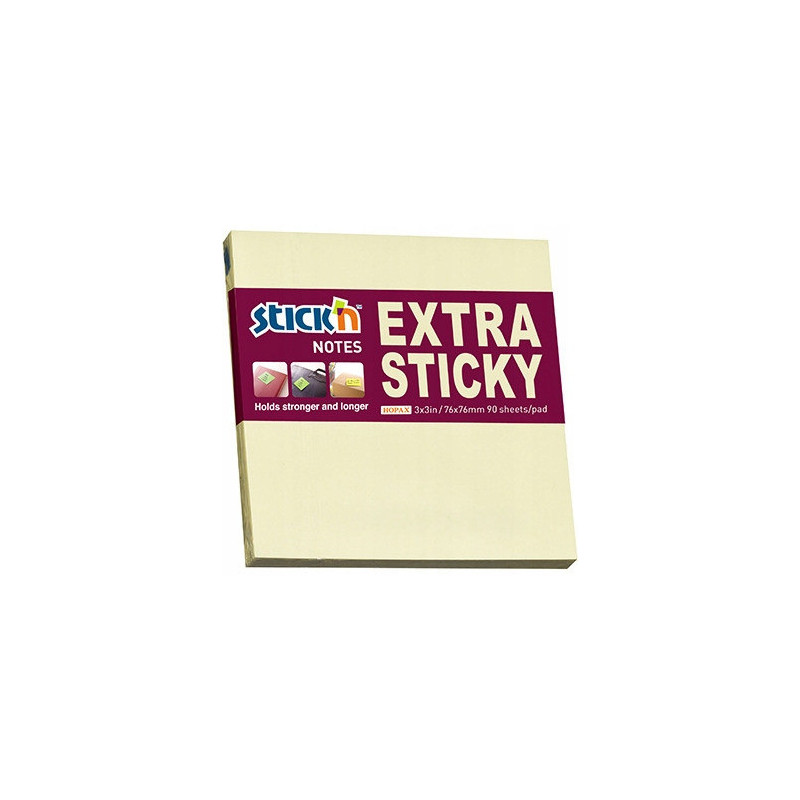 Notes samoprzylepny EXTRA STICKY 76x76 żółty pastel 90k STICK`N 21660