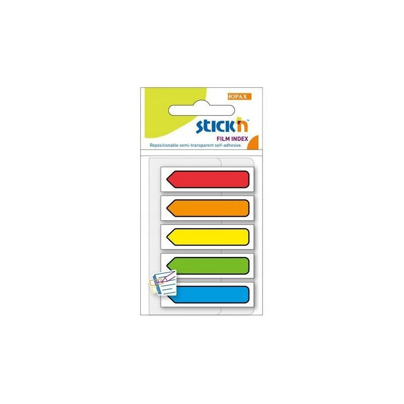 Zakładki indeksujące Strzałki 45x12mm mix 5 kolorów neon 21464 STICK&acute N