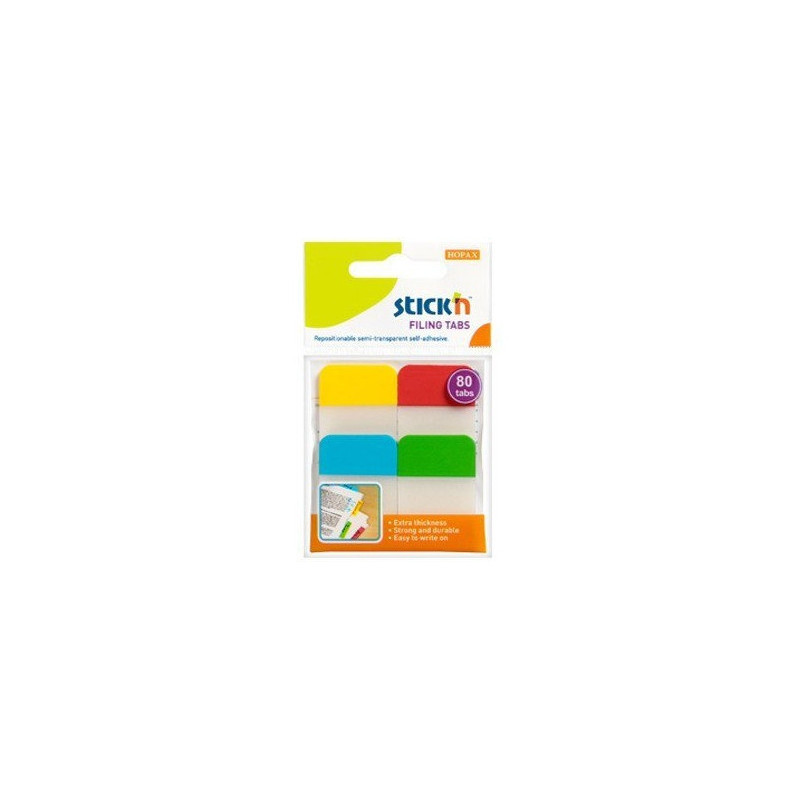 Przekładki indeksujące przeźroczyste 38x25mm 4 kolory 21607 STICK&acute N