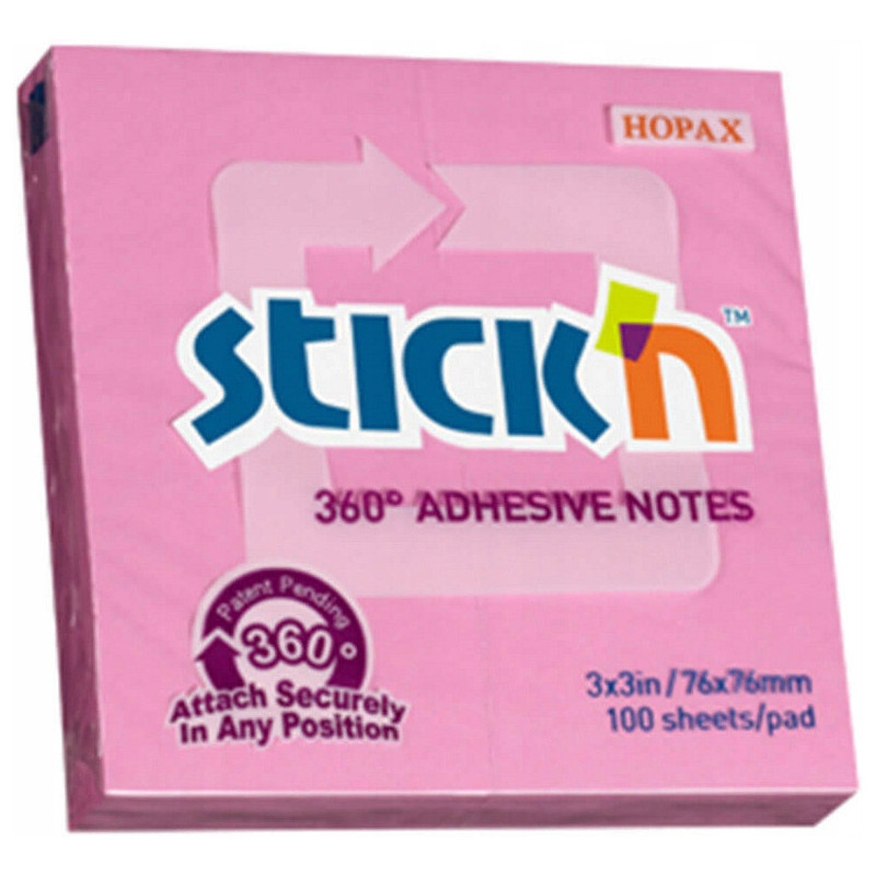 Bloczek STICKN 76x76mm 360stopni różowy 21554