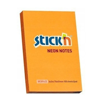 Bloczek STICKN 76x51mm 100k pomarańczowy neon 21160
