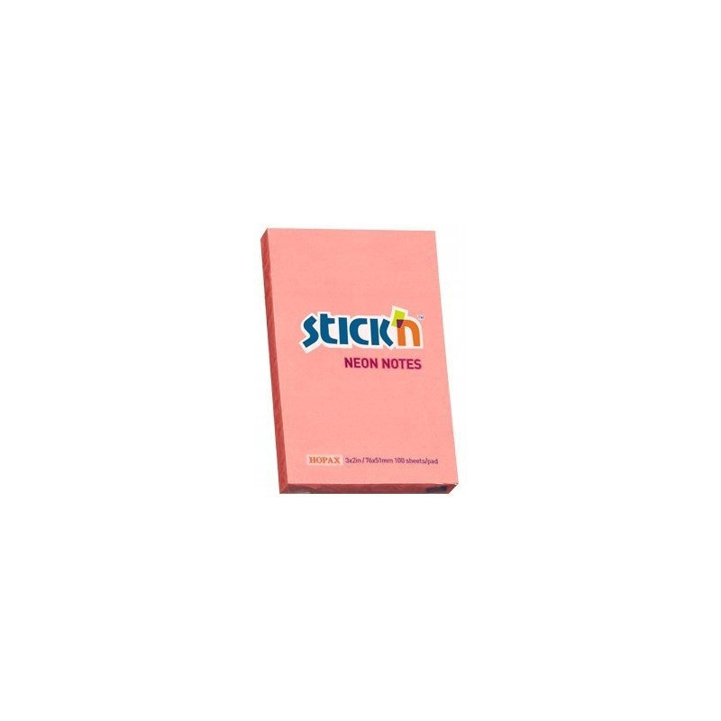 Bloczek STICKN 76x51mm różowy neon 100k 21162 STICKN