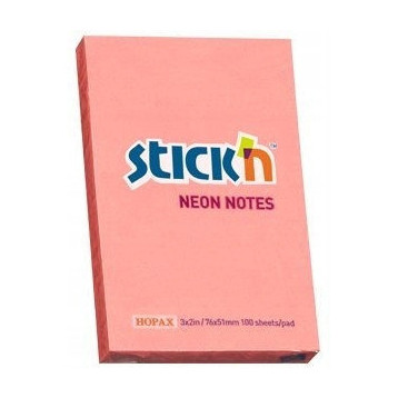 Bloczek STICKN 76x51mm różowy neon 100k 21162 STICKN Bloczek STICKN 76x51mm różowy neon 100k 21162 STICKN