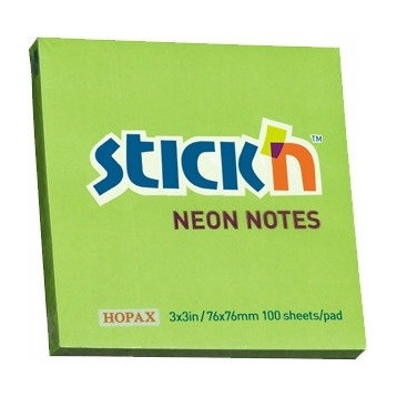 Bloczek STICKN 76x76mm zielony neonowy 100k 21167 STICKN Bloczek STICKN 76x76mm zielony neonowy 100k 21167 STICKN