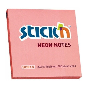 Bloczek samoprzylepny 76x76mm 100k różowy neonowy STICK`N 21166 Bloczek samoprzylepny 76x76mm 100k różowy neonowy STICK`N 21166