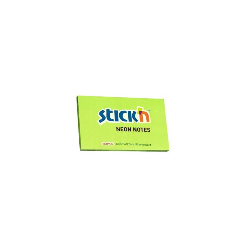 Bloczek STICKN 127x76mm zielony neon 100k 21171