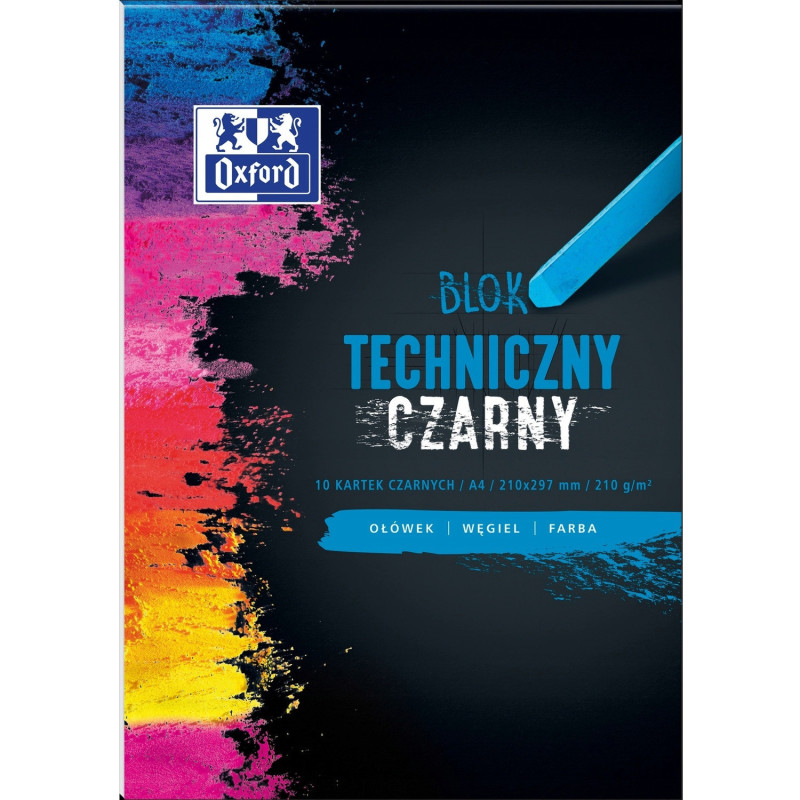 Blok techniczny szkolny A4 czarne kartki 10 kartek 210g 400093231 OXFORD