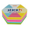 NOTES SZEŚCIOKĄT, 61X70MM, MIX 5 KOL. NEON+BIAŁY, 250KART. 21827