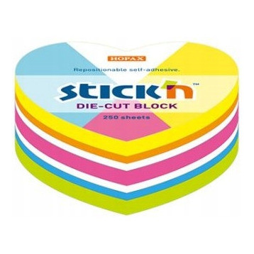 Notes SERCE 64X67mm MIX 5 KOL.Neon+biały 250KART. 21836 STICK`N