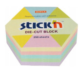 Notes sześciokąt, 61X70MM, MIX 5 KOL. pastelowych 250KART 21826 STICK`N