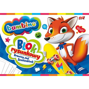 Blok rysunkowy szkolny A4 biały 20 kartek 80g BAMBINO