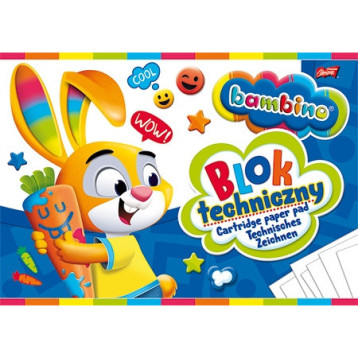 Blok techniczny szkolny A4 biały 10 kartek 190g BAMBINO