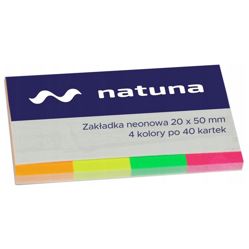 Zakładka indeksująca 20x50mm 4x40k neonowa NATUNA (NSP20/50/N/D)