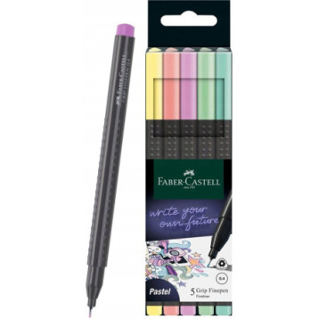 Cienkopisy GRIP 5 kolorów pastelowych 151602 FABER-CASTELL Cienkopisy GRIP 5 kolorów pastelowych 151602 FABER-CASTELL