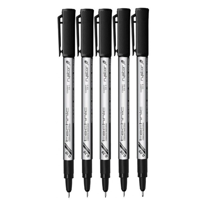 Cienkopis kreślarski CK-01-08/A czarny 5szt EKO etui 405-527EKO RYSTOR