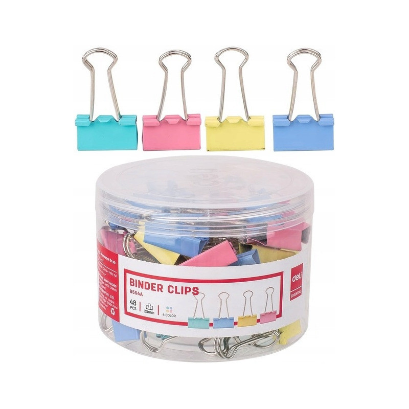 Klipsy do akt 25mm mix kolorów 48szt. 8554 DELI