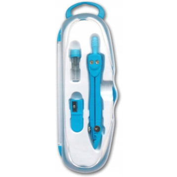 Cyrkiel szkolny z grafitem 2mm ( grafity +temperówka) PC-101 niebieski w etui TT7633 PENMATE