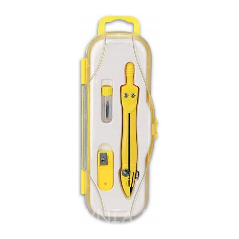 Cyrkiel szkolny z grafitem 2mm ( grafity +temperówka) PC-101 żółty w etui TT7632 PENMATE