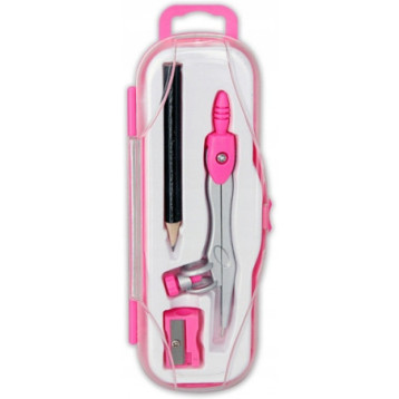 Cyrkiel szkolny z ołówkiem + temperówka w etui PC-102 różowy TT7635 PENMATE Cyrkiel szkolny z ołówkiem + temperówka w etui PC-102 różowy TT7635 PENMATE