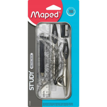 Cyrkiel MAPED STUDY w zestawie 10 elementów - metalowe etui 019409 Cyrkiel MAPED STUDY w zestawie 10 elementów - metalowe etui 019409