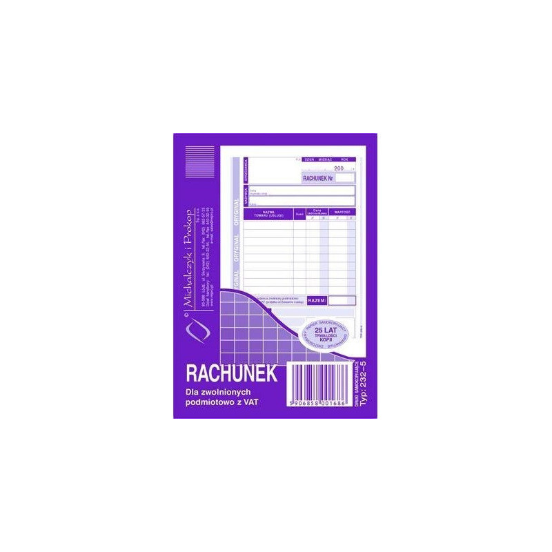 232-5 Rachunek A6 (pion) ory.+kop. 80k Michalczyk i Prokop