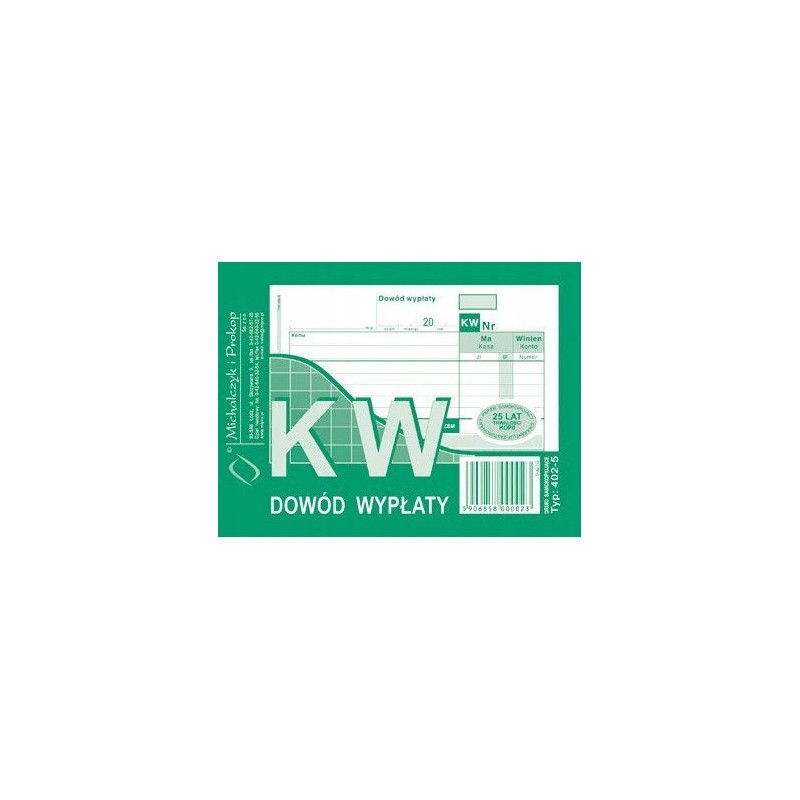 402-5 KW Dowód Wypłaty A6 80 kartek Michalczyk i Prokop