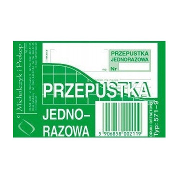 571-9 PJ Przepust.jednor.A7(80 MICHALCZYK I PROKOP 571-9 PJ Przepust.jednor.A7(80 MICHALCZYK I PROKOP