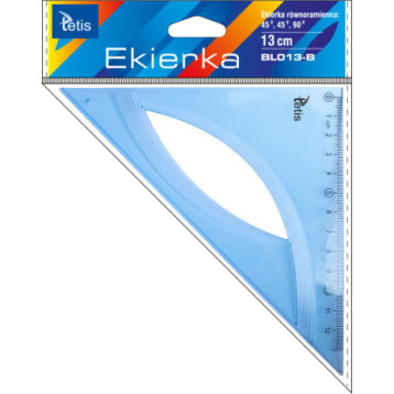 Ekierka równoramienna 13cm NIEBIESKA BL013-B TETIS Ekierka równoramienna 13cm NIEBIESKA BL013-B TETIS