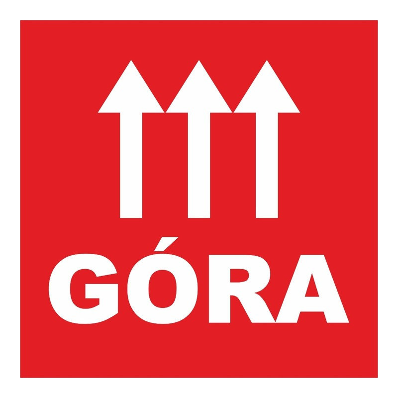 Etykieta ostrzegawcza GÓRA 77x77mm papierowa na roli (1000szt) BULK