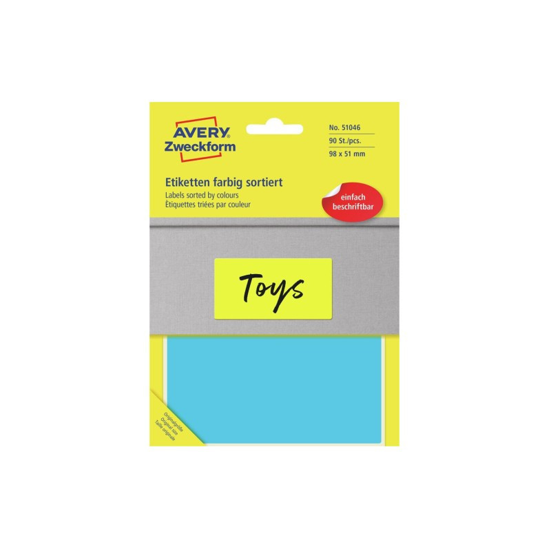Etykieta w 5 kolorach 98x51mm (30 arkuszy || 90 etykiet) do opisu ręcznego 51046 AVERY ZWECKFORM