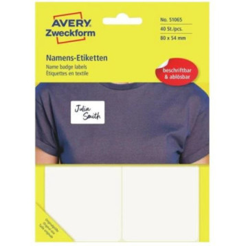 Etykieta identyfikatory imienne 80x54mm(10 arkuszy || 40etykiet) białe foliowe 51065 AVERY ZWECKFORM
