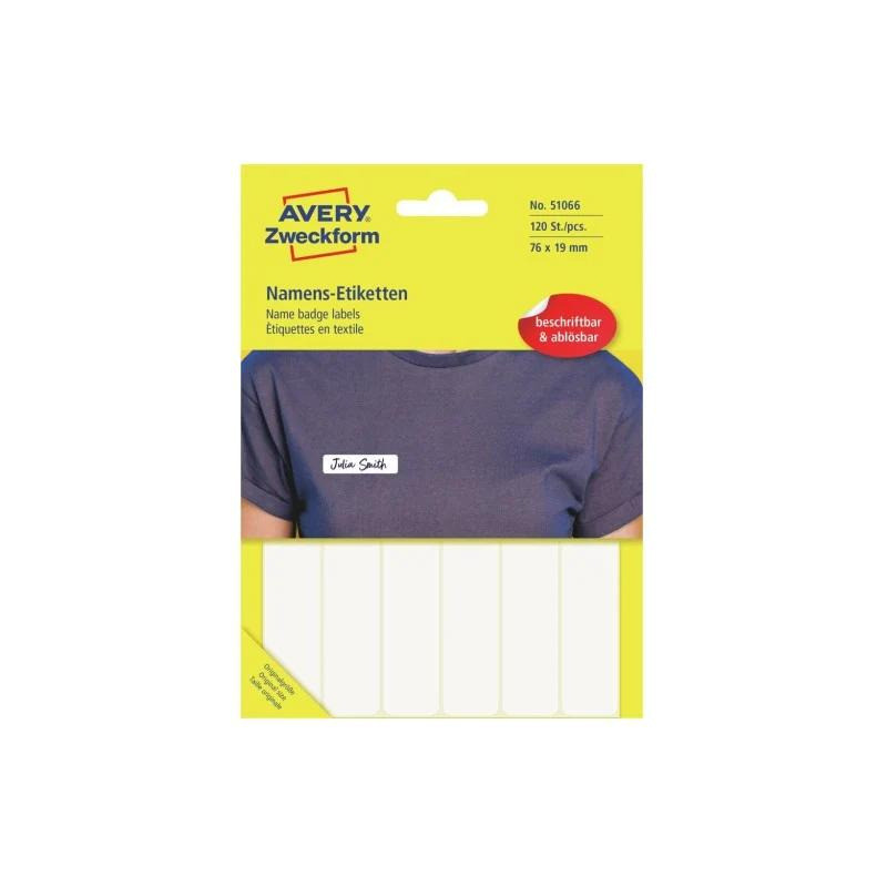 Etykieta identyfikatory imienne 76x19mm(10 arkuszy || 120etykiet) białe foliowe 51066 AVERY ZWECKFORM