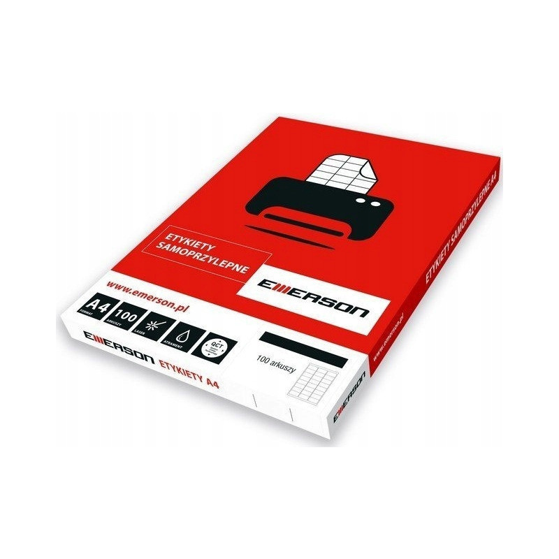 Etykiety A4 białe (100ark) 52.5x29.6mm nr022 EMERSON eta4525x296