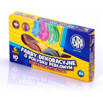 Farby perłowe dekoracyjne zestaw 6 kolorów 10ml 83411902 ASTRA