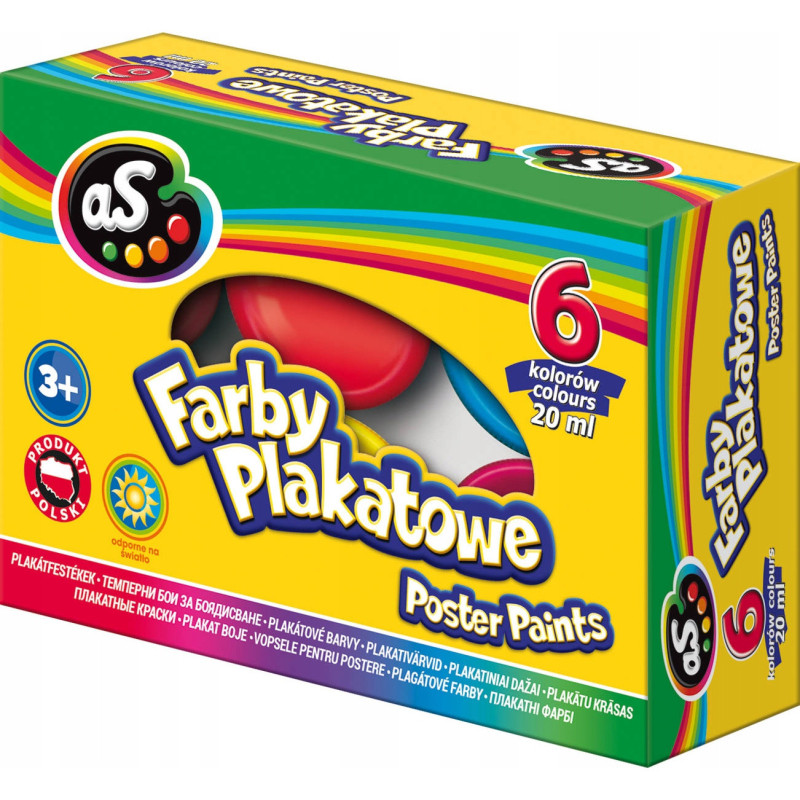 Farby plakatowe szkolne 6 kolorów 20ml zestaw AS 301219001 ASTRA