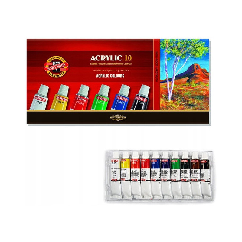 Farby akrylowe 10 kolorów 16ml. 162703 KOH-I-NOOR
